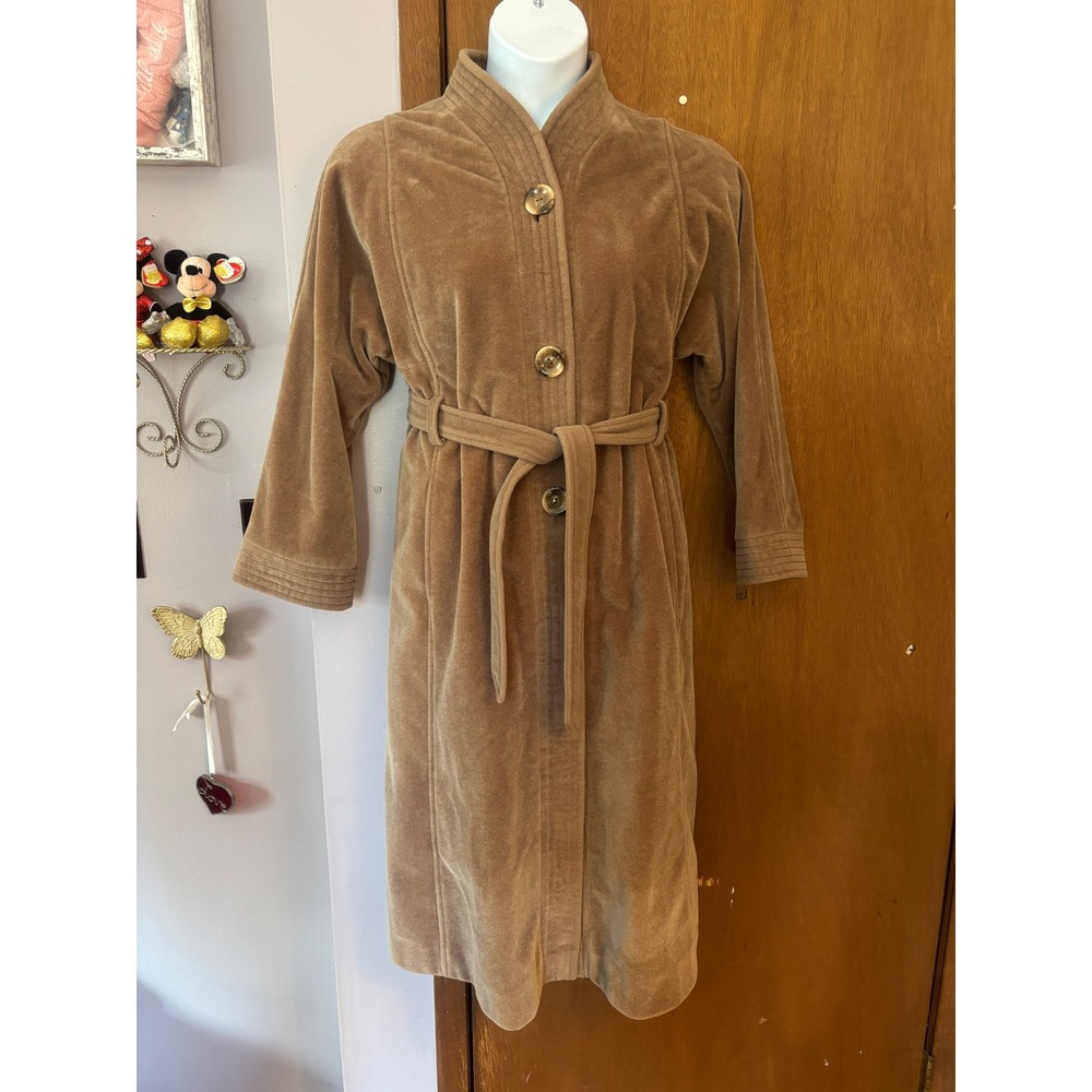Vintage Juli de Roma Womens Brown Velvet Coat Belted Full Length KAJJMIR M/L
